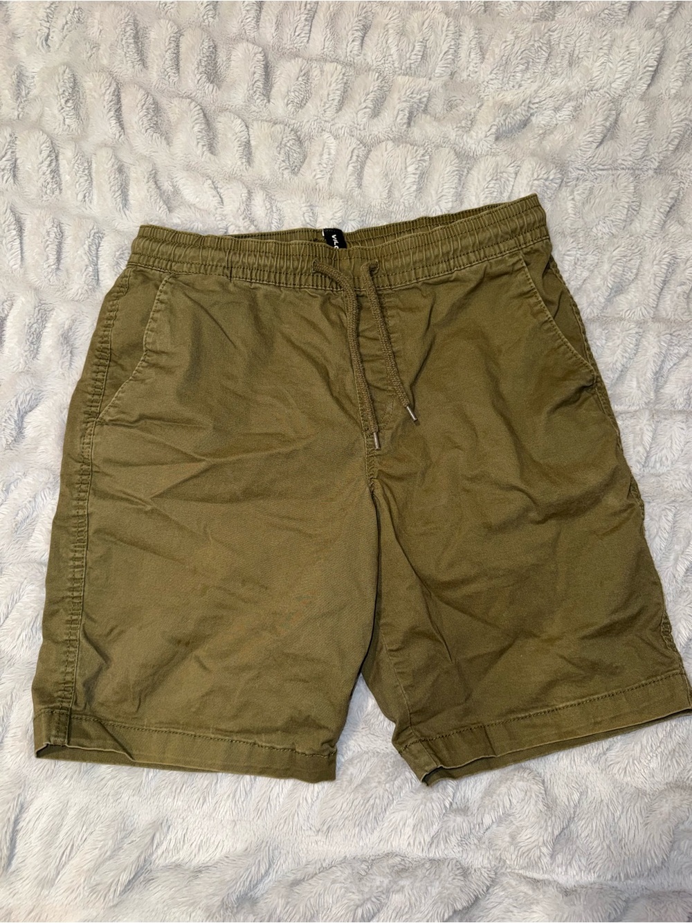 Men's Olive Drawstring Volcom Shorts-Size Small